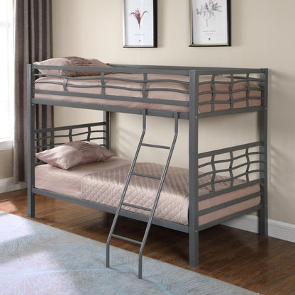 Fairfax - Twin Over Twin Bunk Bed With Ladder - Light Gunmetal