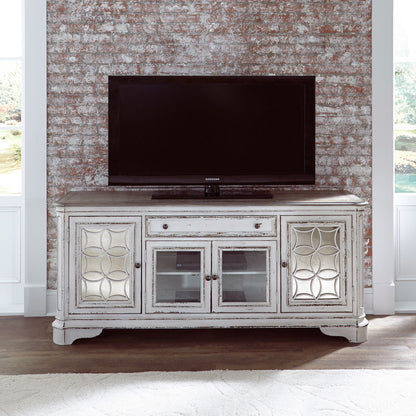 Magnolia Manor - Entertainment TV Stand - White - Glass Doors