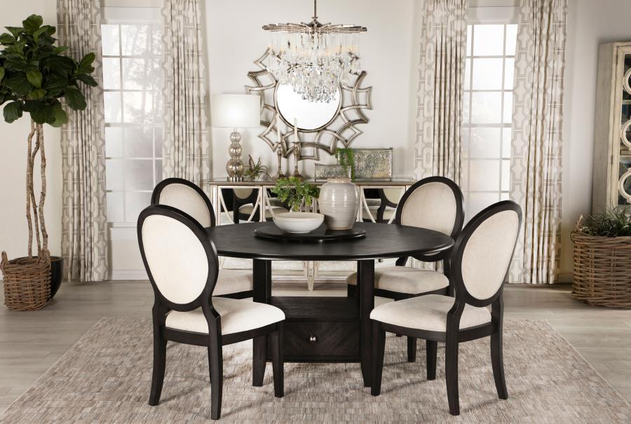 Twyla - Upholstered Oval Back Dining Side Chairs (Set of 2) - Cream And Dark Cocoa
