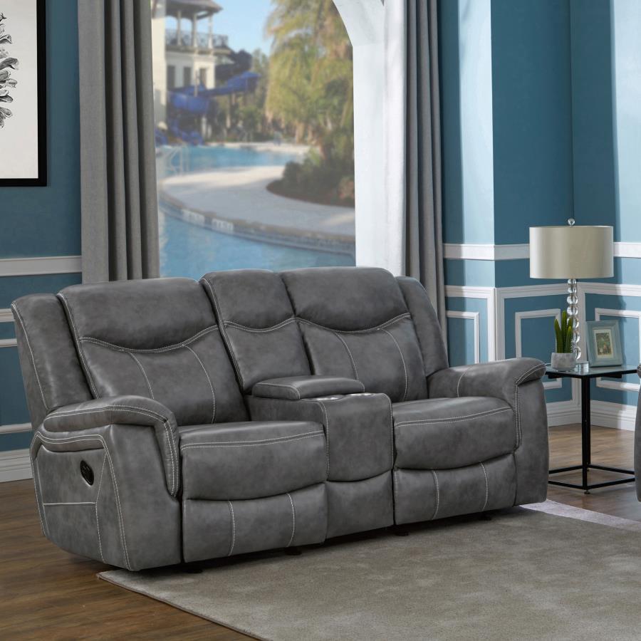 Conrad - Upholstered Motion Loveseat - Cool Gray