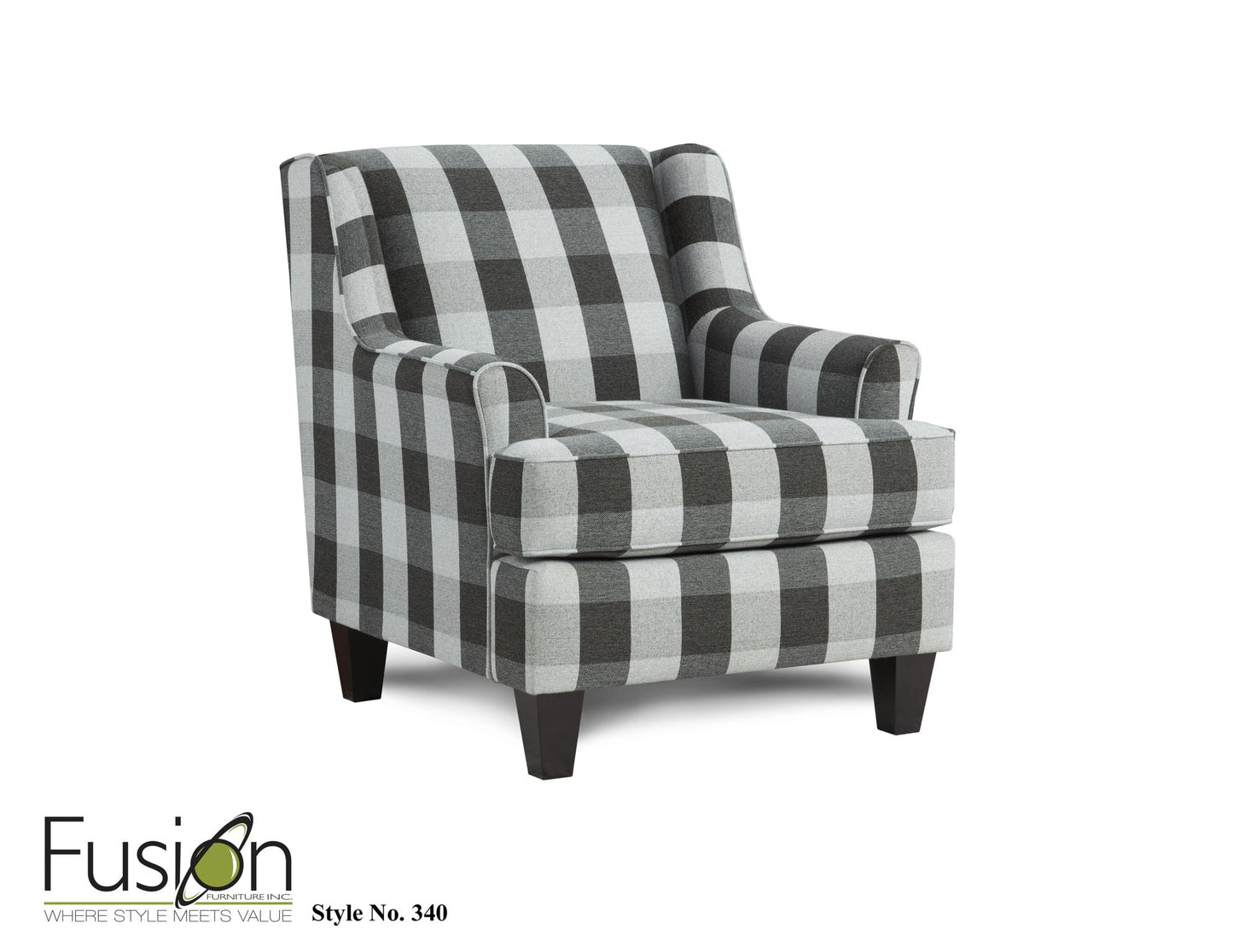 39-00KP Dizzy Iron Sofa and 340 Block Party Ebony Accent Chair