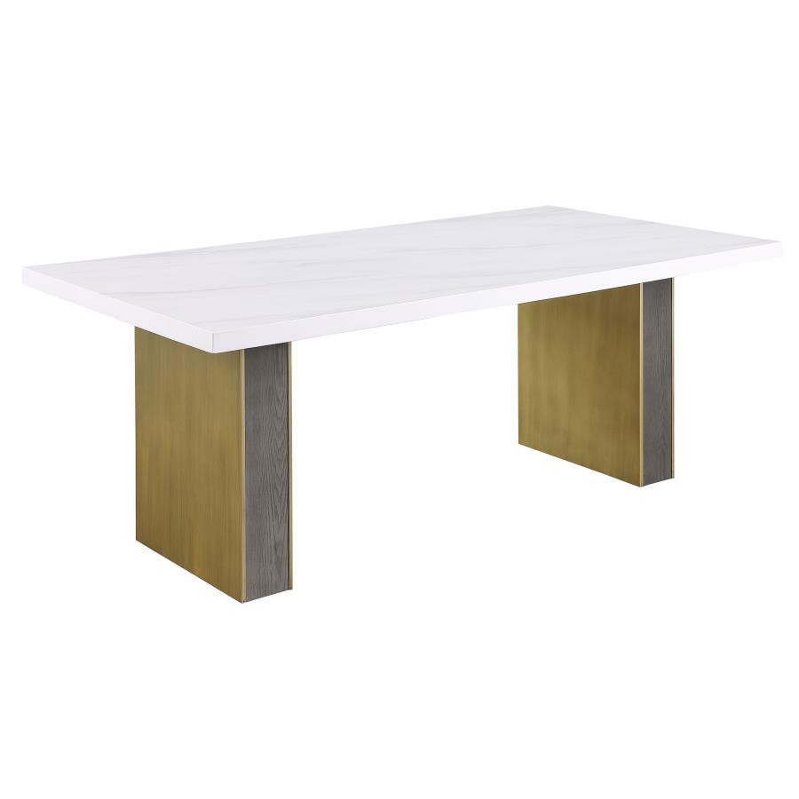 Carla - Cultured Carrara Marble Top Dining Table - White