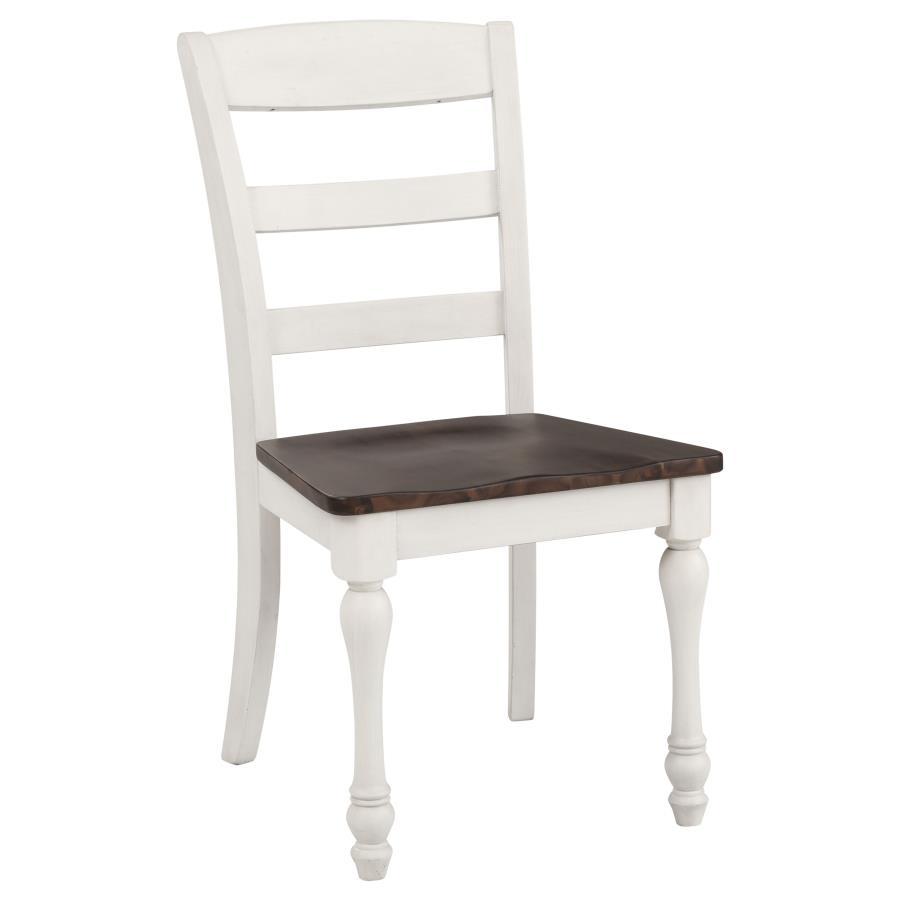 Madelyn - Ladder Back Side Chairs (Set of 2) - Dark Cocoa and Coastal White
