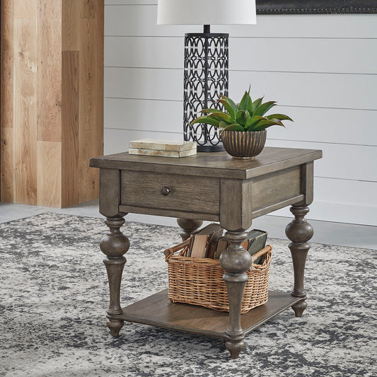 Americana Farmhouse - Drawer End Table - Light Brown