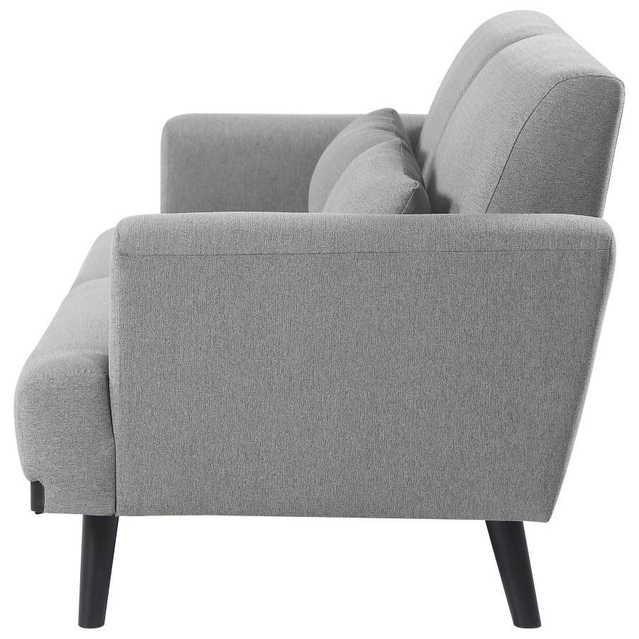 Blake - Upholstered Loveseat With Track Arms - Sharkskin And Dark Brown