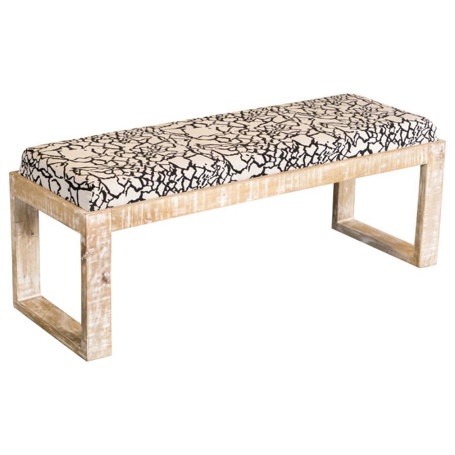 Aiden - Sled Leg Upholstered Accent Bench - Black and White