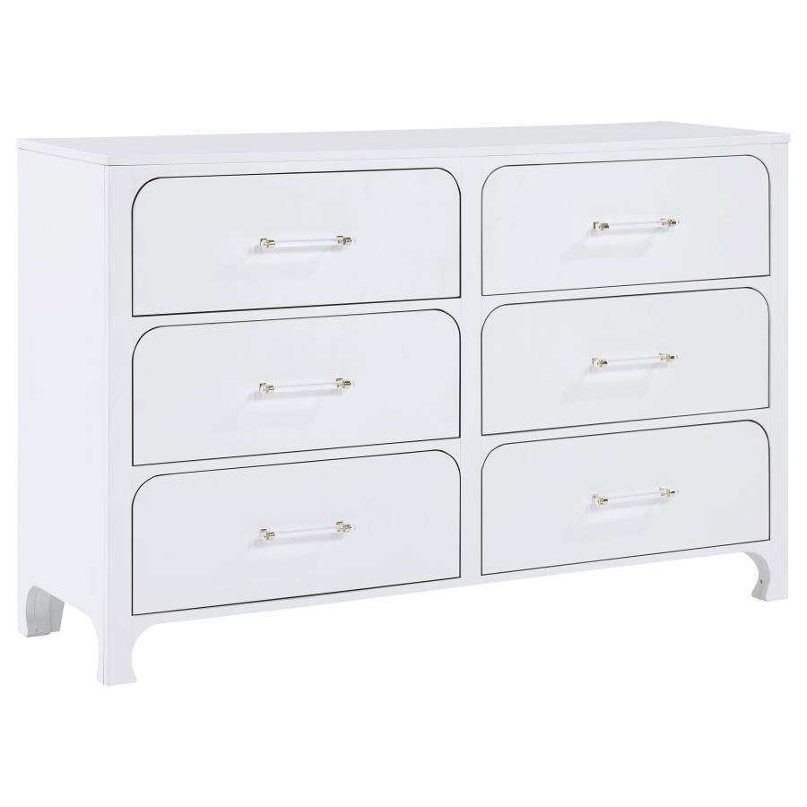 Anastasia - 6-Drawer Dresser - Pearl White