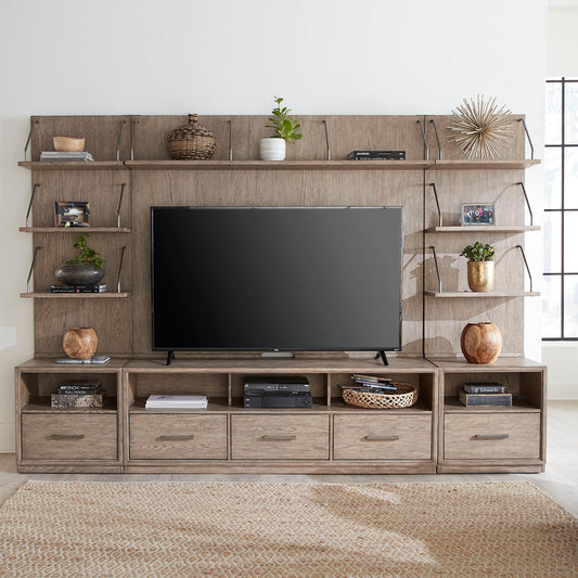 City Scape - Entertainment Center With Piers - Burnished Beige