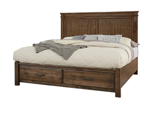 Cool Rustic Queen Mansion Bed with Storage Footboard Mink
