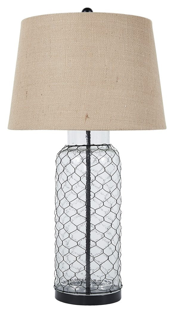 Sharmayne - White - Glass Table Lamp  - Wrapped With Wire