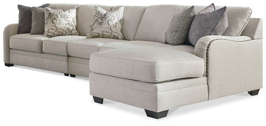 Dellara - Chalk - 3-Piece Sectional With Raf Corner Chaise And Armless Loveseat