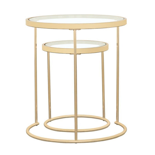 Maylin - 2 Piece Round Glass Top Nesting Tables - Gold