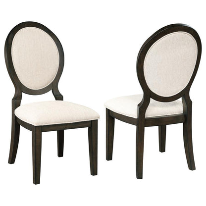 Twyla - Upholstered Oval Back Dining Side Chairs (Set of 2) - Cream And Dark Cocoa