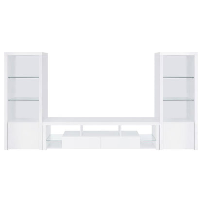 Jude - 3-Shelf Media Tower With Storage Cabinet - White High Gloss