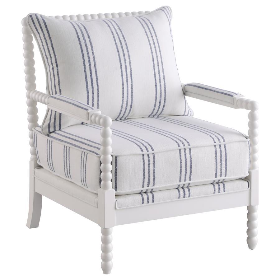 Blanchett - Upholstered Accent Chair With Spindle Accent - White And Navy