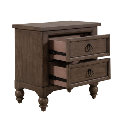 Americana Farmhouse - 2 Drawer Night Stand With Charging Station