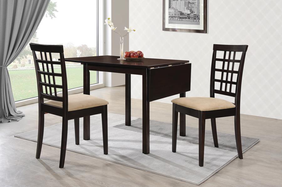 Kelso - 3 Piece Drop Leaf Dining Set - Cappuccino And Tan