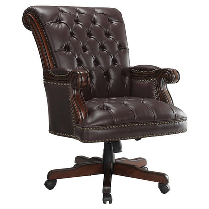 Calloway - Tufted Adjustable Height Office Chair - Dark Brown