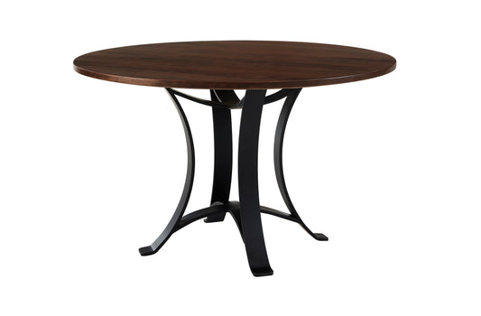 Crafted Cherry - Round Dining Table With Metal Pedestal