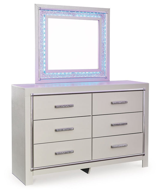 Zyniden - Silver - Dresser And Mirror
