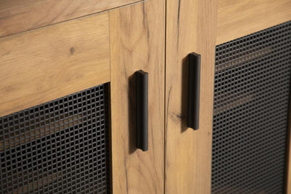 Bristol - Metal Mesh Door Accent Cabinet - Golden Oak