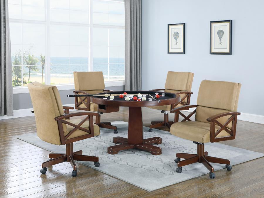 Marietta - 5-Piece Game Table Set - Tobacco and Tan