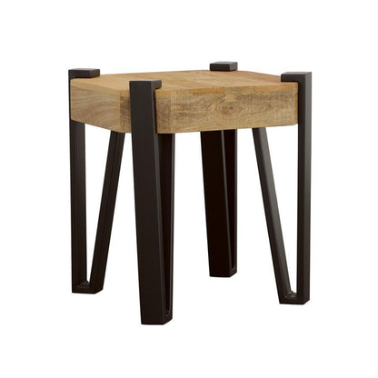 Winston - Wooden Square Top End Table - Natural and Matte Black