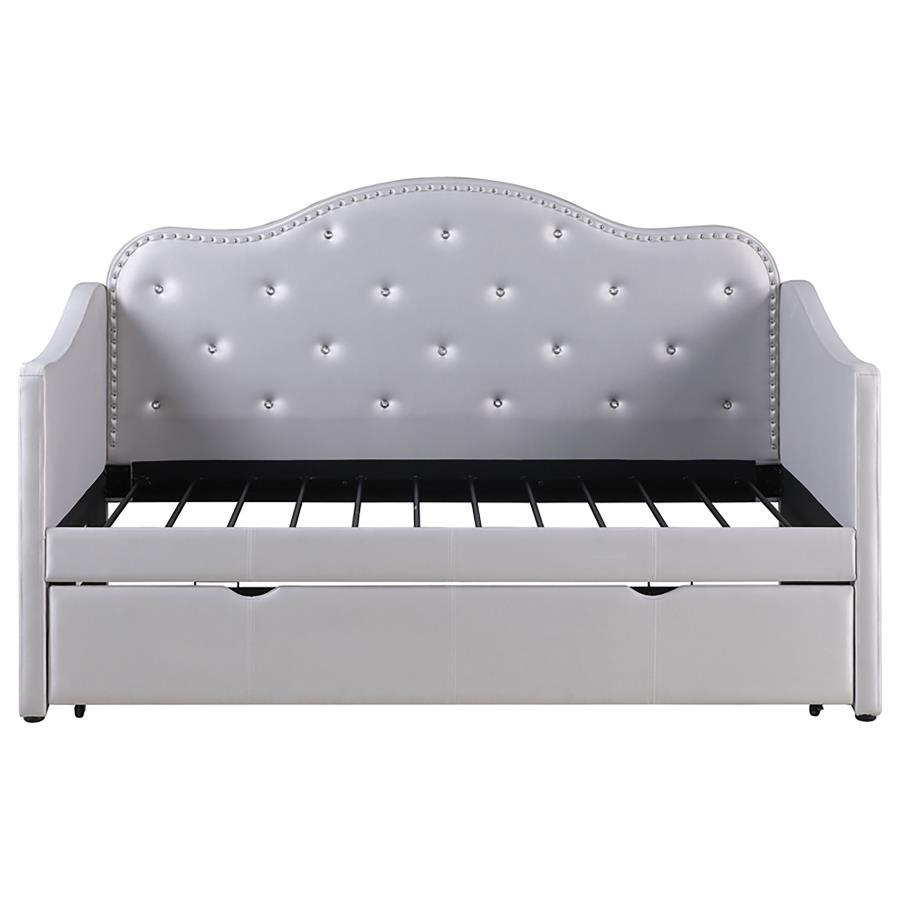 Elmore - Upholstered Twin Daybed With Trundle - Pearlescent Gray