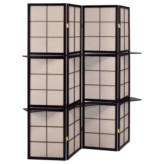 Iggy - 4-Panel Room Divider Folding Shoji Screen - Cappuccino