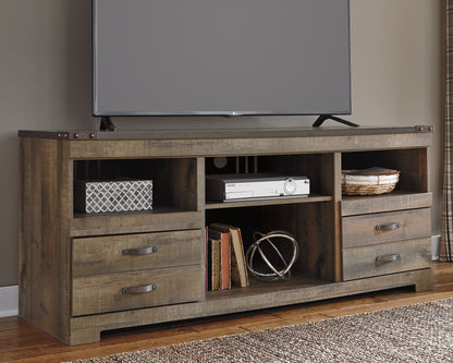 Trinell - Brown - 63" TV Stand With Glass/Stone Fireplace Insert