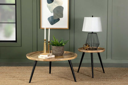 Zoe - Round Coffee Table With Trio Legs - Natural And Black