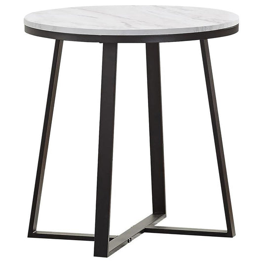 Hugo - Metal Base Round End Table - White And Matte Black