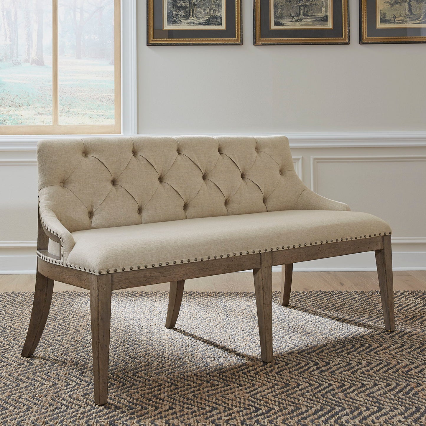 Americana Farmhouse - Upholstered Shelter Dining Bench