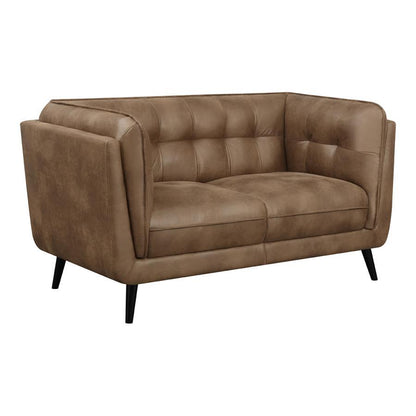 Thatcher - Upholstered Button Tufted Loveseat - Brown