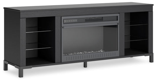 Cayberry - Black - TV Stand With Fireplace