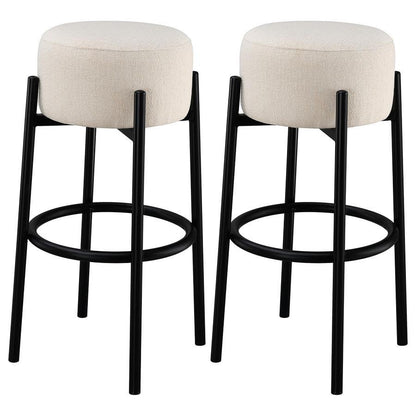 Leonard - Upholstered Backless Round Stools (Set of 2)
