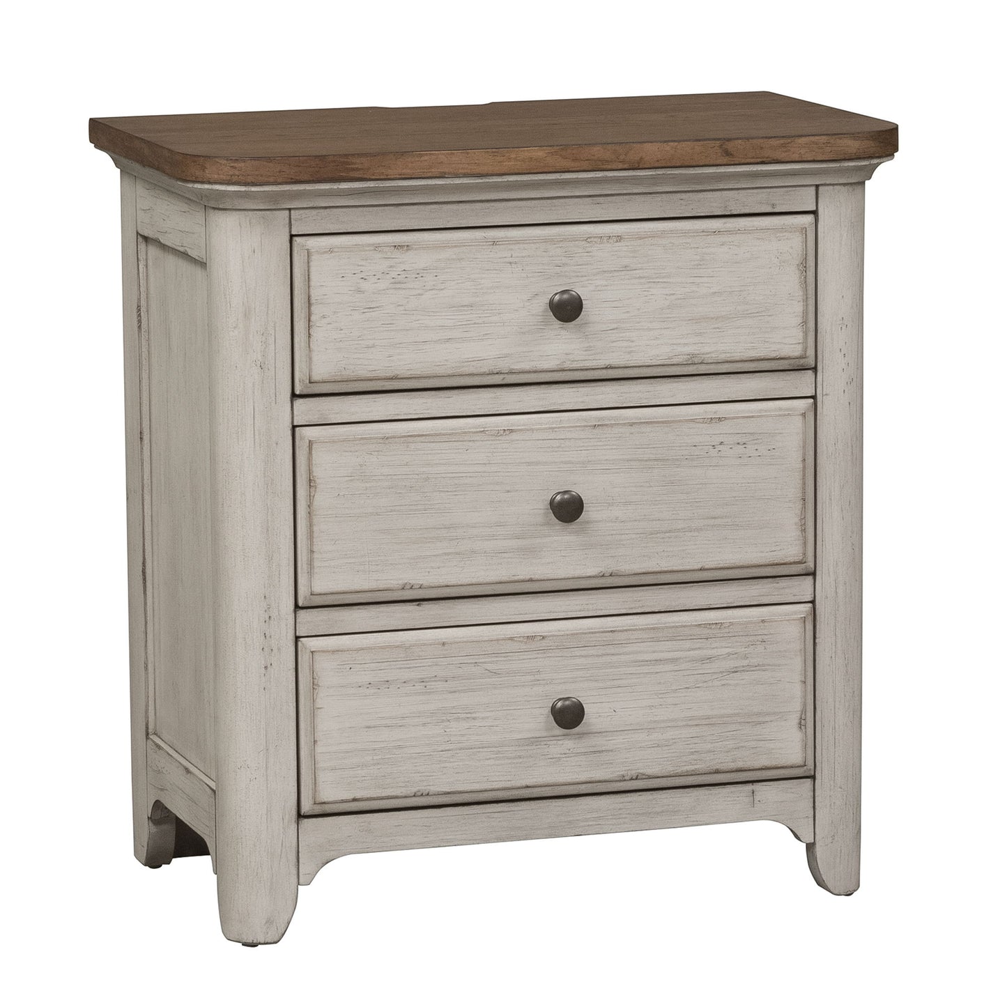 Farmhouse Reimagined - 3 Drawer Nightstand With Charging Station - White