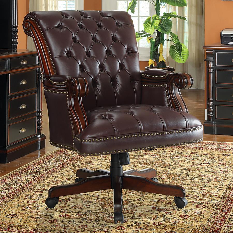 Calloway - Tufted Adjustable Height Office Chair - Dark Brown
