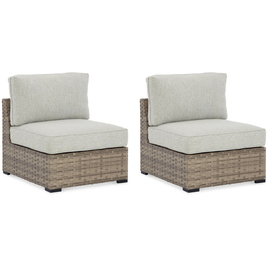 Calworth - Beige - Armless Chair w/Cushion (Set of 2)